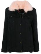 Mr & Mrs Italy Fur Trim Denim Jacket - Black