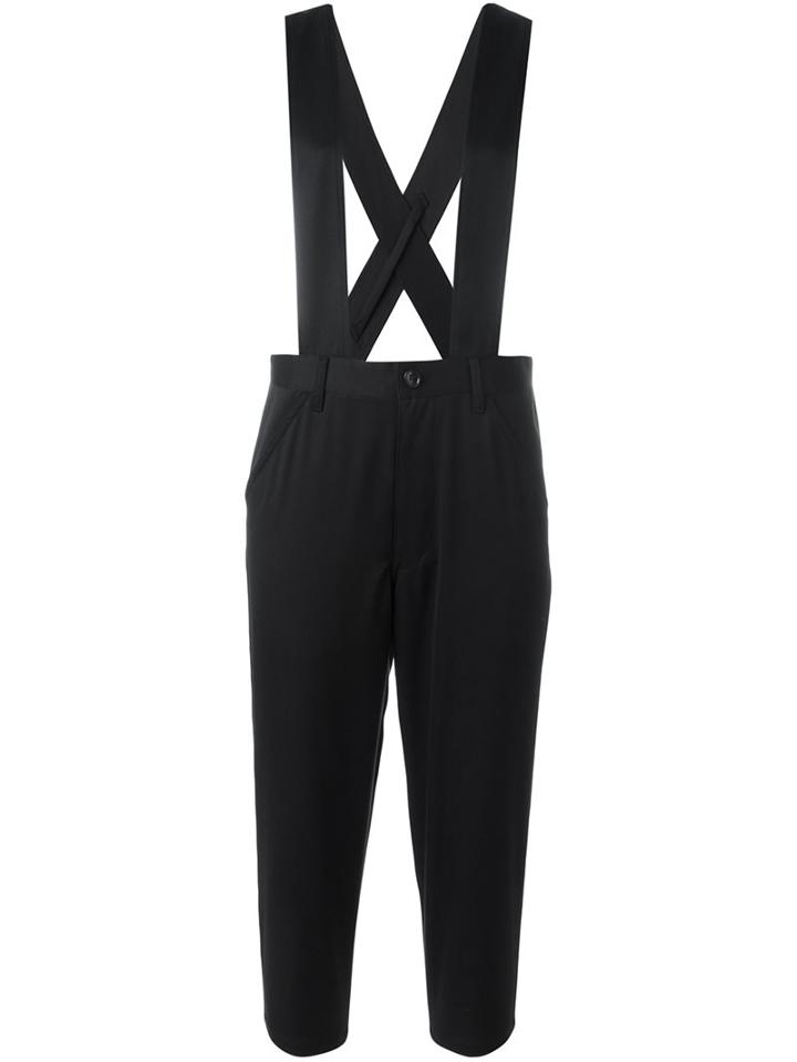 Comme Des Garçons Girl Suspenders Cropped Trousers, Size: Small, Black, Cotton/wool