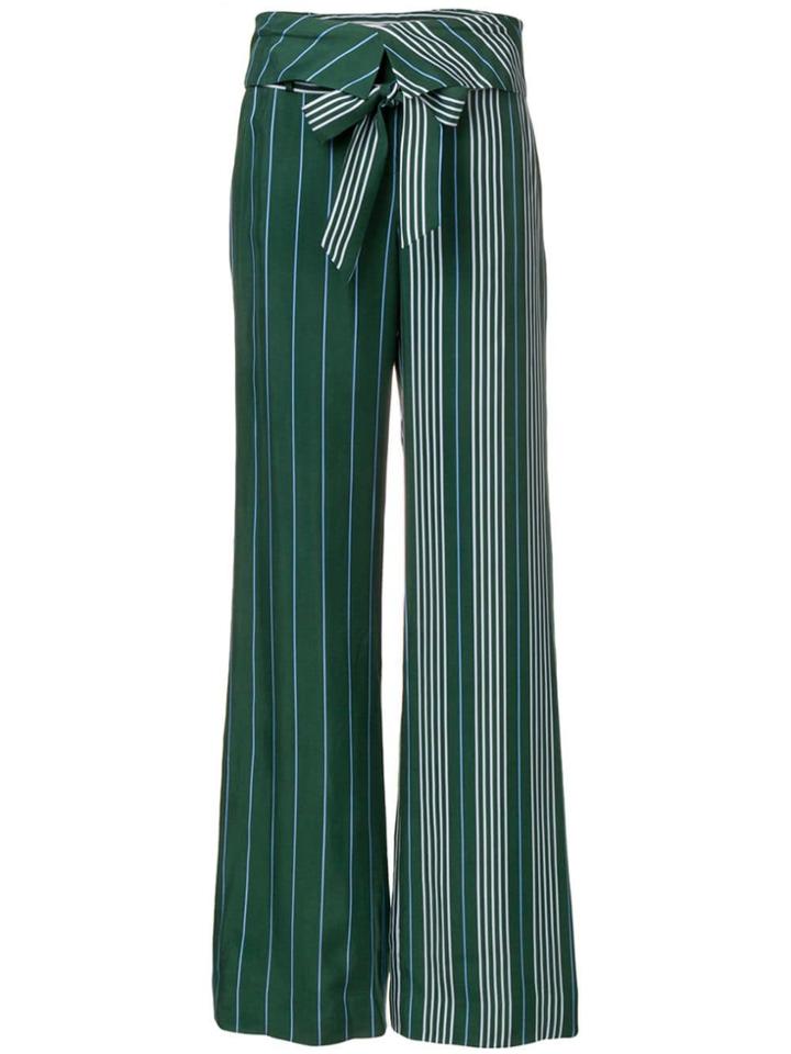 Jonathan Simkhai Striped Wide Leg Trousers - Green