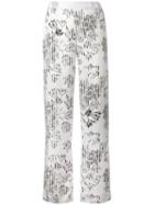 Salvatore Ferragamo Wide-leg Floral Trousers, Women's, Size: 42, Pink/purple, Silk