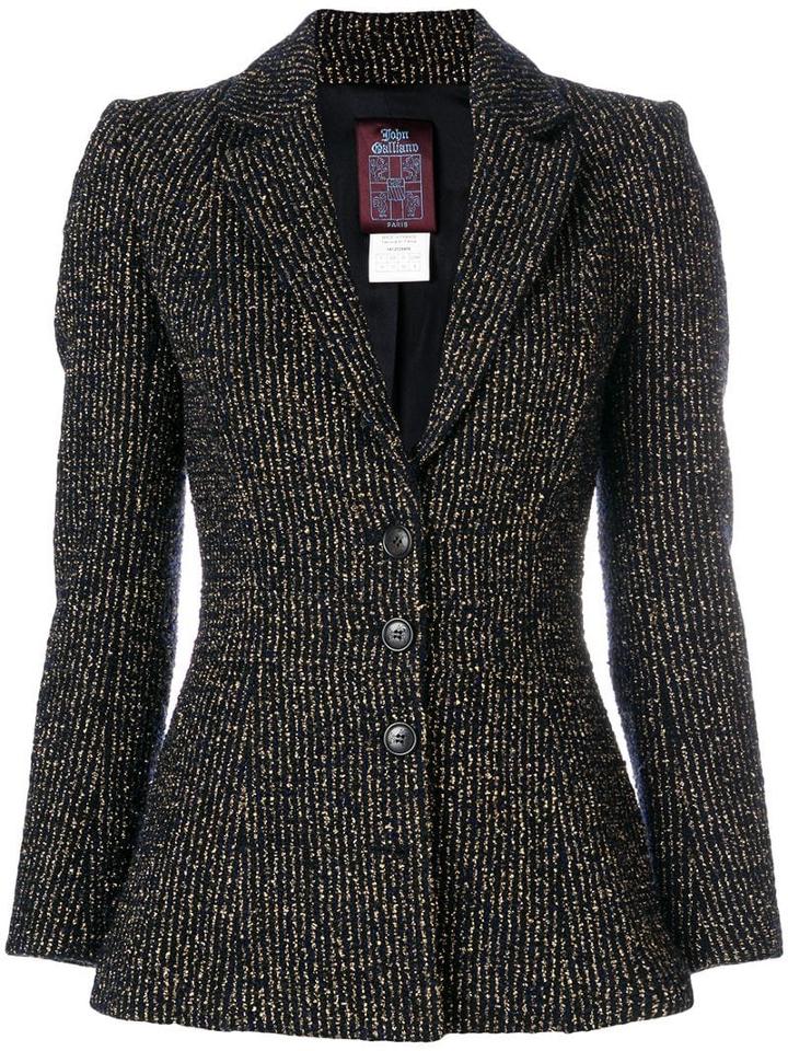 John Galliano Pre-owned Metallic Striped Blazer - Black