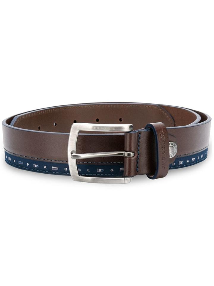 Paul & Shark Contrast Stripe Belt - Brown