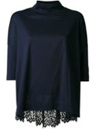 Muveil Lace Back Blouse, Women's, Size: 36, Blue, Cotton/polyurethane/nylon