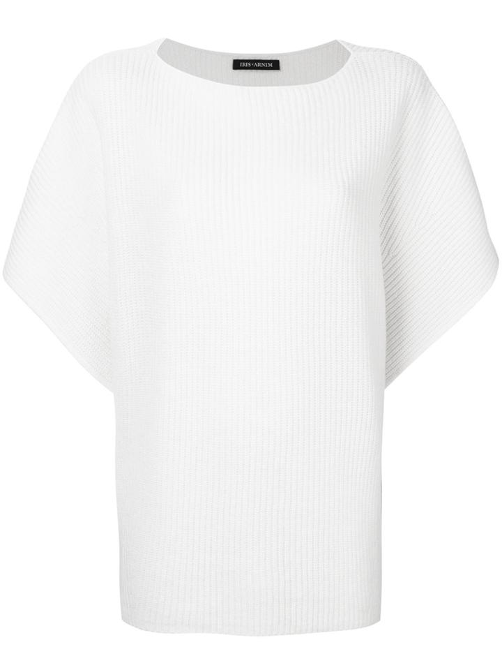 Iris Von Arnim Wide Sleeved Ribbed Top - White