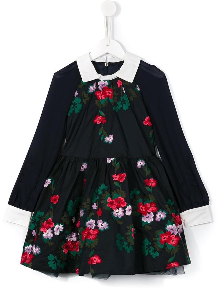 Quis Quis Floral Embroidered Dress, Girl's, Size: 6 Yrs, Blue
