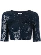 P.a.r.o.s.h. - Sequins Embellished Cropped Jacket - Women - Polyamide/spandex/elastane/pvc/sequin - S, Women's, Blue, Polyamide/spandex/elastane/pvc/sequin