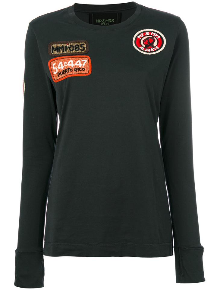 Mr & Mrs Italy - Embellished Patch Long Sleeve Top - Women - Cotton/virgin Wool - Xxs, Brown, Cotton/virgin Wool