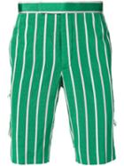 Thom Browne Distressed Banker Stripe Short - Green