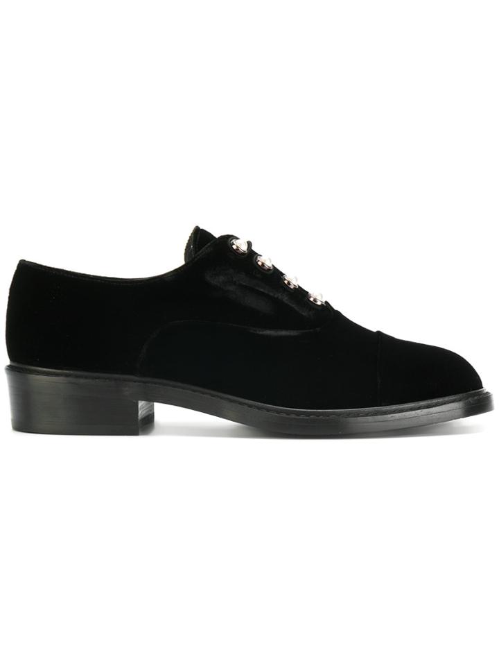 Stuart Weitzman Mrs. Pats Pearl-embellished Oxford Shoes - Black