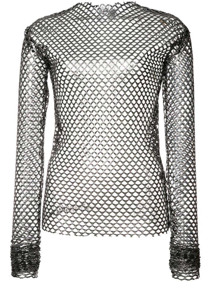 Les Animaux Metallic Mesh Top - Black