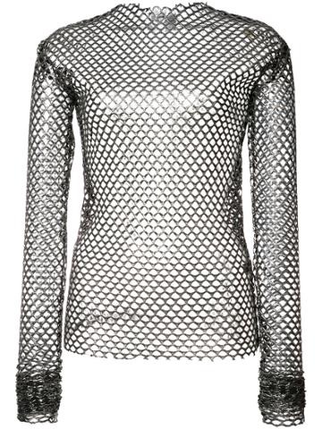Les Animaux Metallic Mesh Top - Black