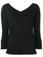 Snobby Sheep Wide V-neck Sweater - Black