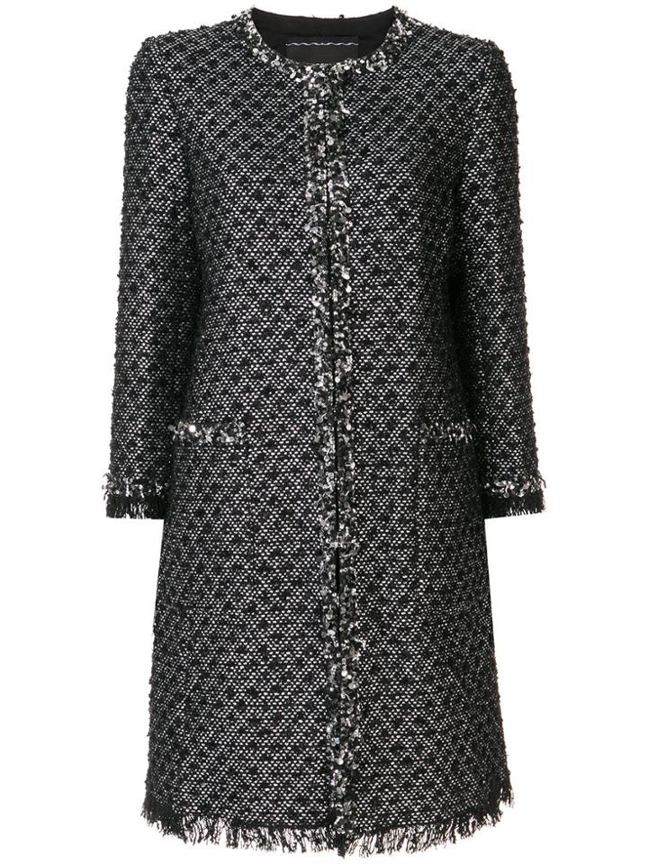 Andrew Gn Metallic Collarless Coat - Black