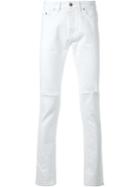 Hl Heddie Lovu Distressed Slim-fit Jeans, Men's, Size: 29, White, Cotton/polyurethane
