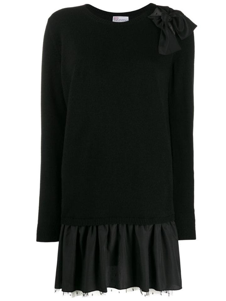Red Valentino Knitted Peplum Hem Dress - Black