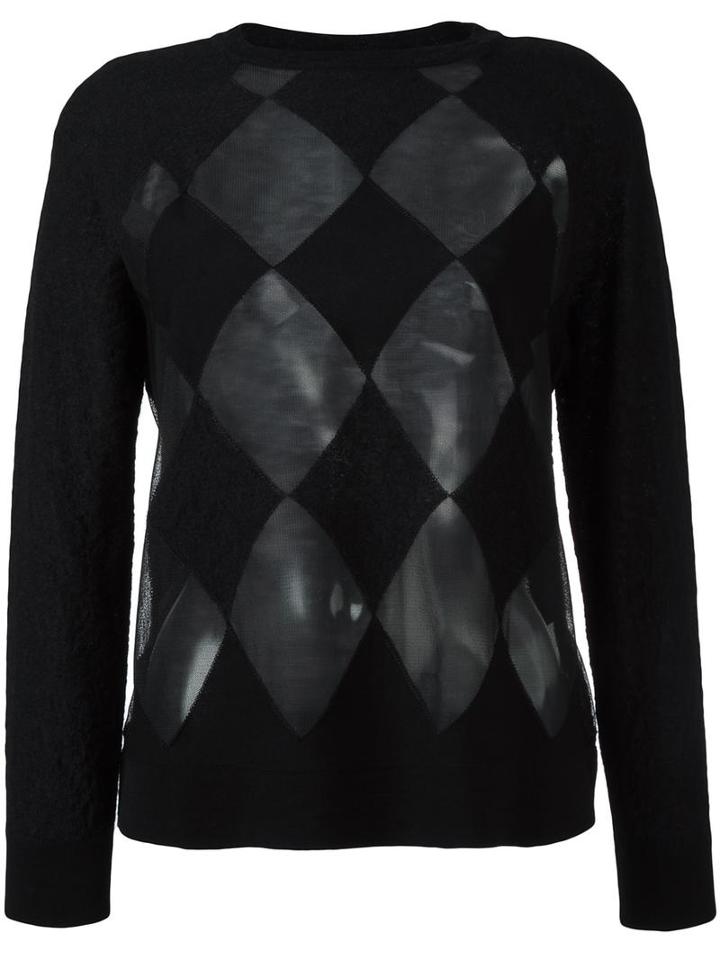 Ballantyne Argyle Checked Pattern Jumper, Women's, Size: 44, Black, Wool/mohair/polyamide/acrylic