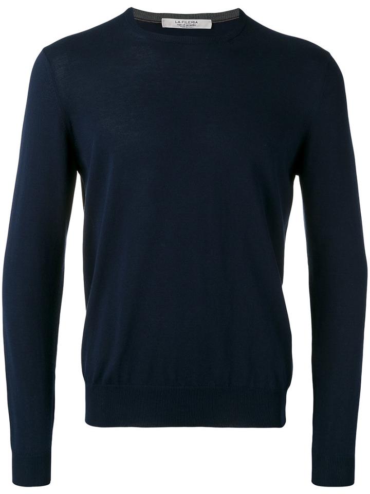 La Fileria For D'aniello Crew Neck Jumper, Men's, Size: 48, Blue, Cotton