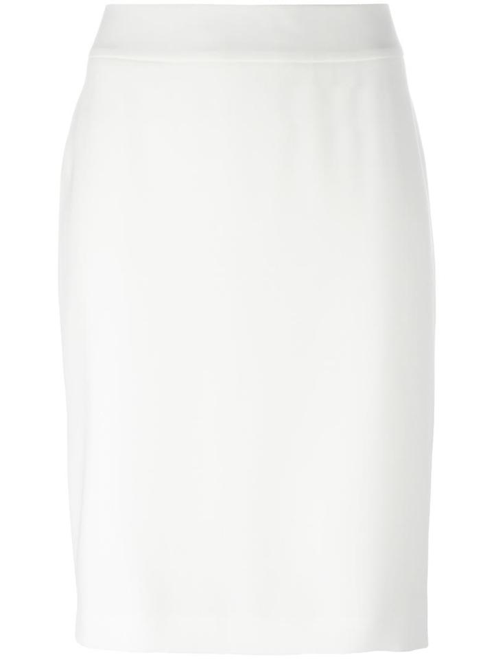 Armani Collezioni Rear Slit Pencil Skirt, Women's, Size: 44, White, Polyester/spandex/elastane