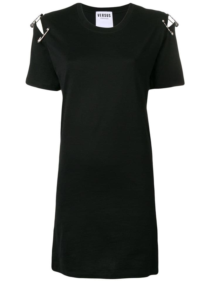 Versus Safety Pin Attached T-shirt Dress - Black