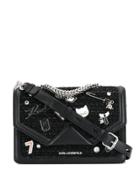 Karl Lagerfeld Enamelled Plaque Shoulder Bag - Black