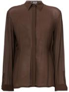 Versace Pre-owned Concealed Fastening Sheer Shirt - Brown