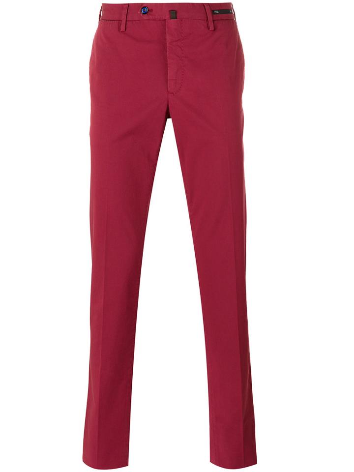 Pt01 Slim Fit Chino Trousers, Men's, Size: 54, Red, Cotton/spandex/elastane