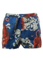 Gucci Bengal Print Swim Shorts, Men's, Size: 50, Blue, Polyamide