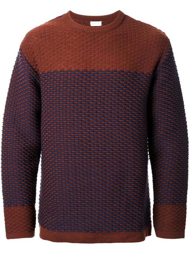 En Route Crew Neck Cord Jumper, Men's, Size: 1, Brown, Cotton/acrylic/polyester/wool