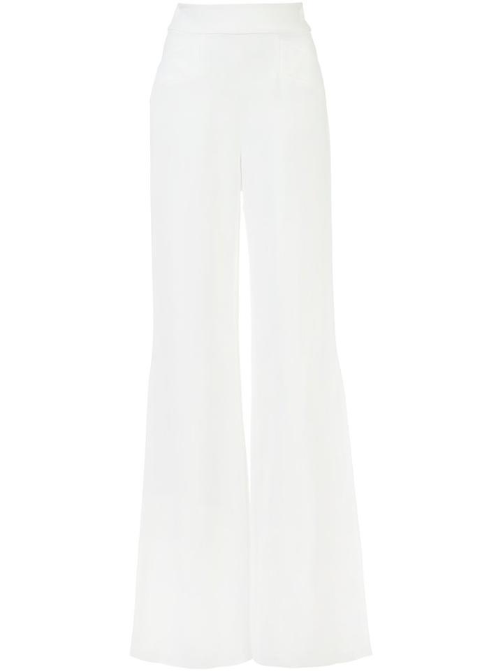 Alexis Slit High-waisted Trousers, Women's, Size: Medium, White, Acetate/viscose