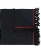 Uma Wang Frayed Trim Scarf, Men's, Blue, Silk