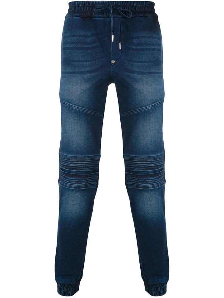 Philipp Plein - Biker Sweatpants - Men - Cotton/spandex/elastane - 32, Blue, Cotton/spandex/elastane