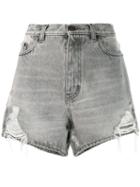 Saint Laurent Distressed Denim Shorts - Grey