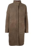 32 Paradis Sprung Frères Midi Coat, Women's, Size: Medium, Brown, Lamb Fur/lamb Nubuck Leather