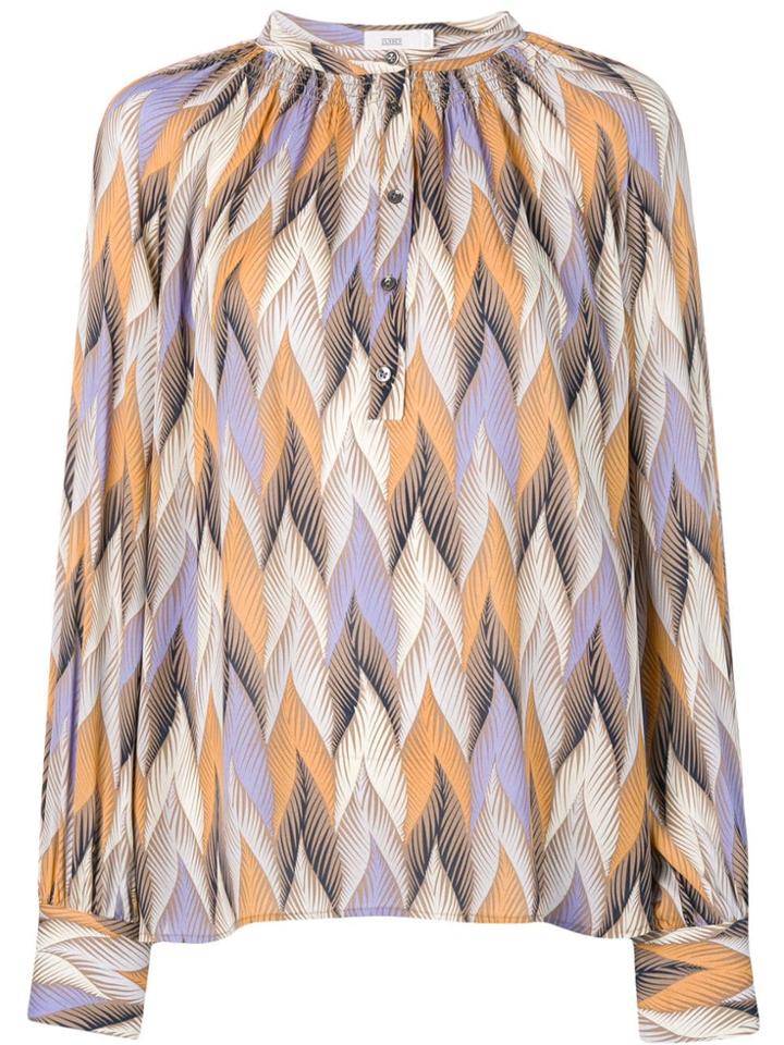 Closed Printed Half-buttoned Shirt - Neutrals