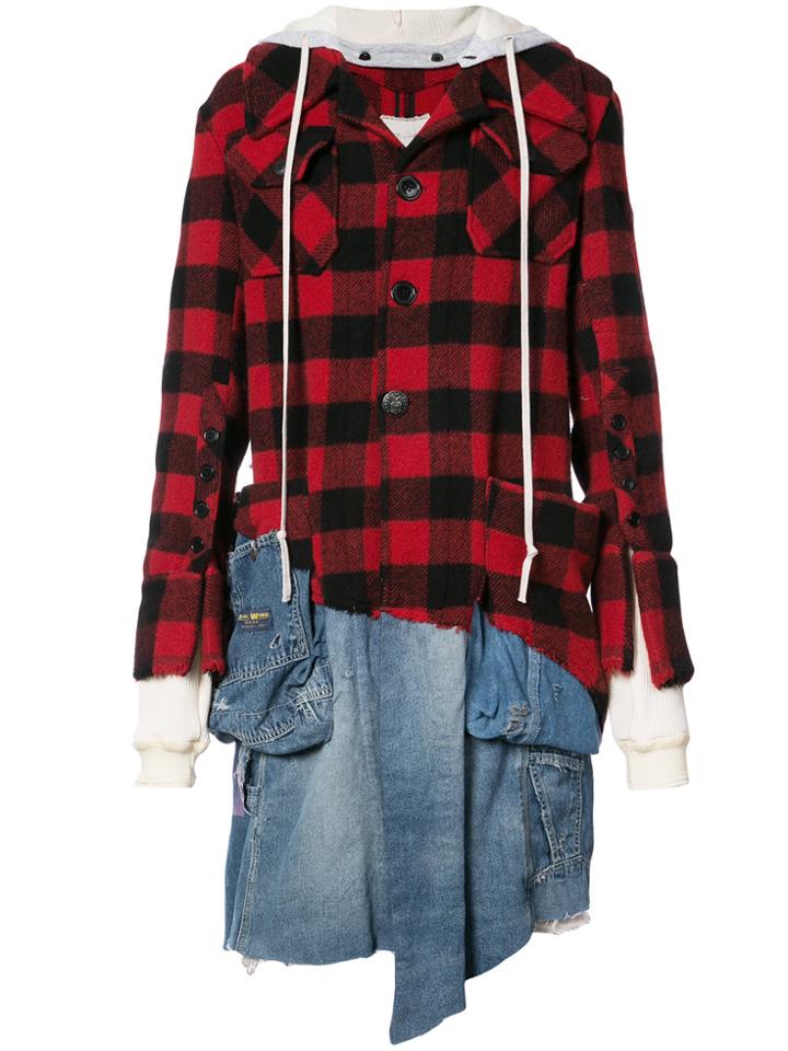 Greg Lauren Checked Shirt Jacket - Red