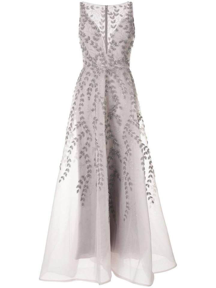 Saiid Kobeisy Bead Embroidered Tulle Dress - Grey