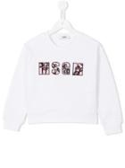 Msgm Kids Embroidered Detail Logo Sweatshirt, Girl's, Size: 12 Yrs, White