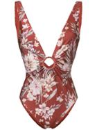 Zimmermann Wayfarer Floral Swimsuit - Brown