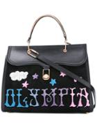 Olympia Le-tan Griffin Embr Marguerite Tote Bag, Women's, Black, Leather/pvc/suede
