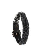 Emanuele Bicocchi Embellished Leather Bracelet, Men's, Black