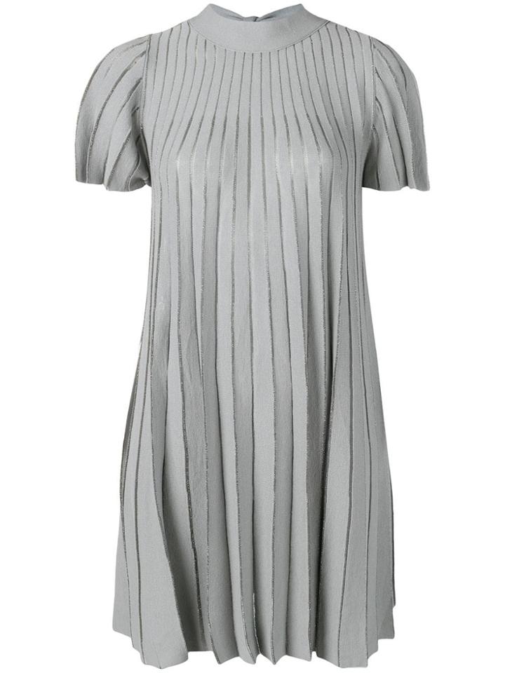 Red Valentino Sheer Pinstripe Mini Dress - Grey