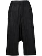 Pleats Please By Issey Miyake Pleated Dropped-crotch Trousers - Black