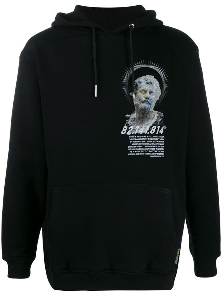 Icosae Statue Print Hoodie - Black