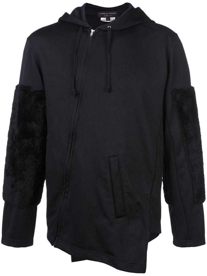 Comme Des Garçons Homme Plus Asymmetric Zip Front Hoodie - Black