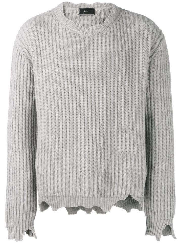 Paura Distressed Hem Jumper - Grey