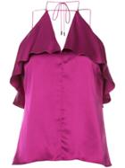 Cushnie Et Ochs Halterneck Ruffle Cami - Pink & Purple