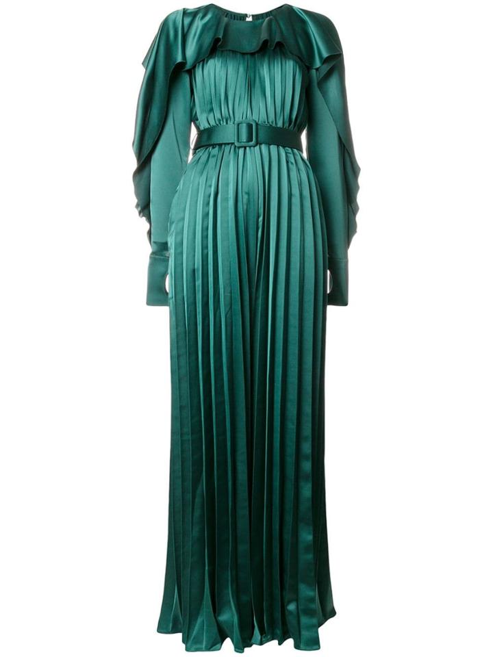 Self-portrait Pleated Jumpsuit - Green