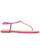 René Caovilla Embellished Flat Sandals - Pink & Purple