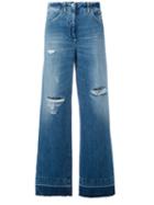 Dondup - Distressed Wide-leg Jeans - Women - Cotton/polyester - 40, Blue, Cotton/polyester