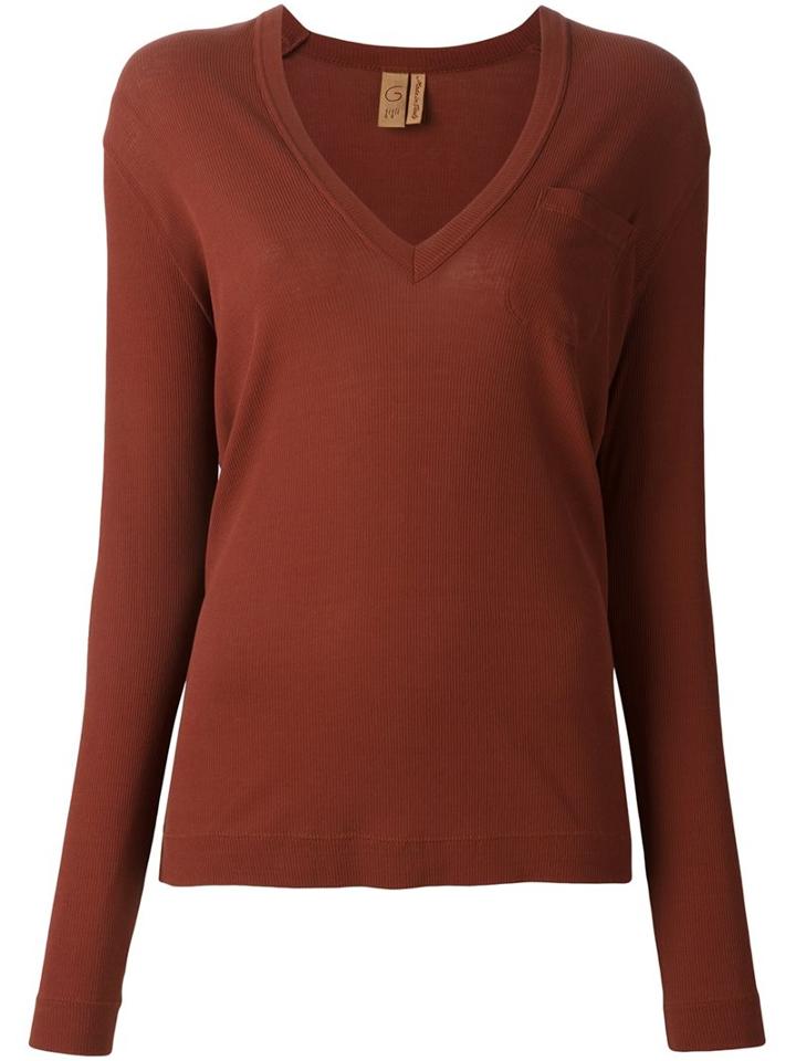 Romeo Gigli Vintage Ribbed V-neck T-shirt